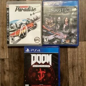Sony Video Game Bundle - Burnout Paradise, Injustice, DOOM
